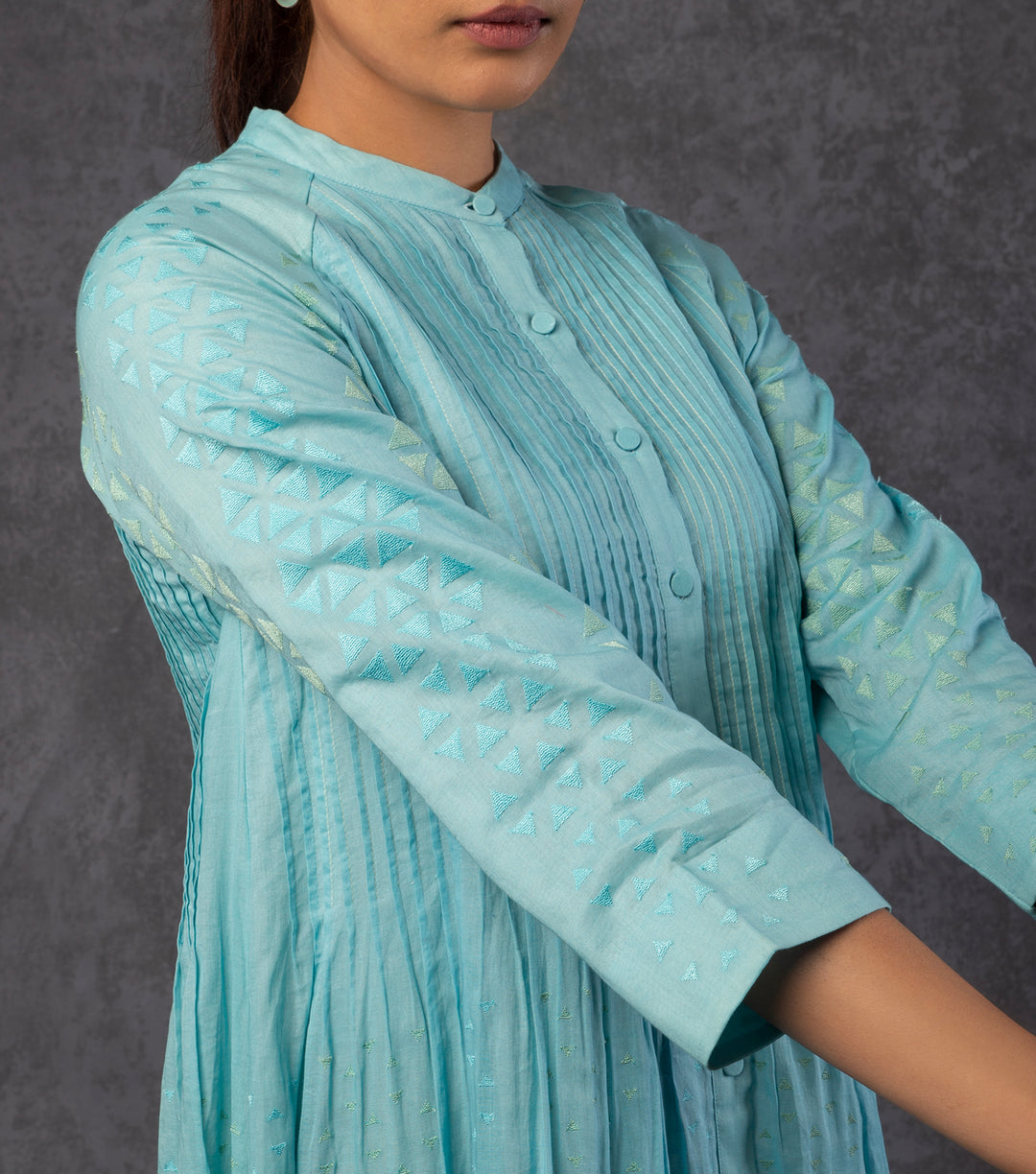 Sky Blue Embroidered Cotton Dress