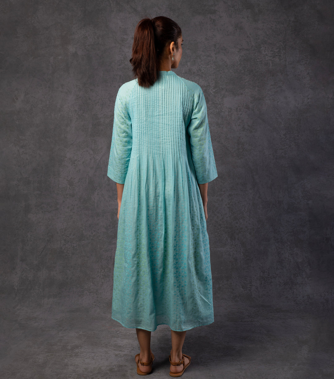 Sky Blue Embroidered Cotton Dress