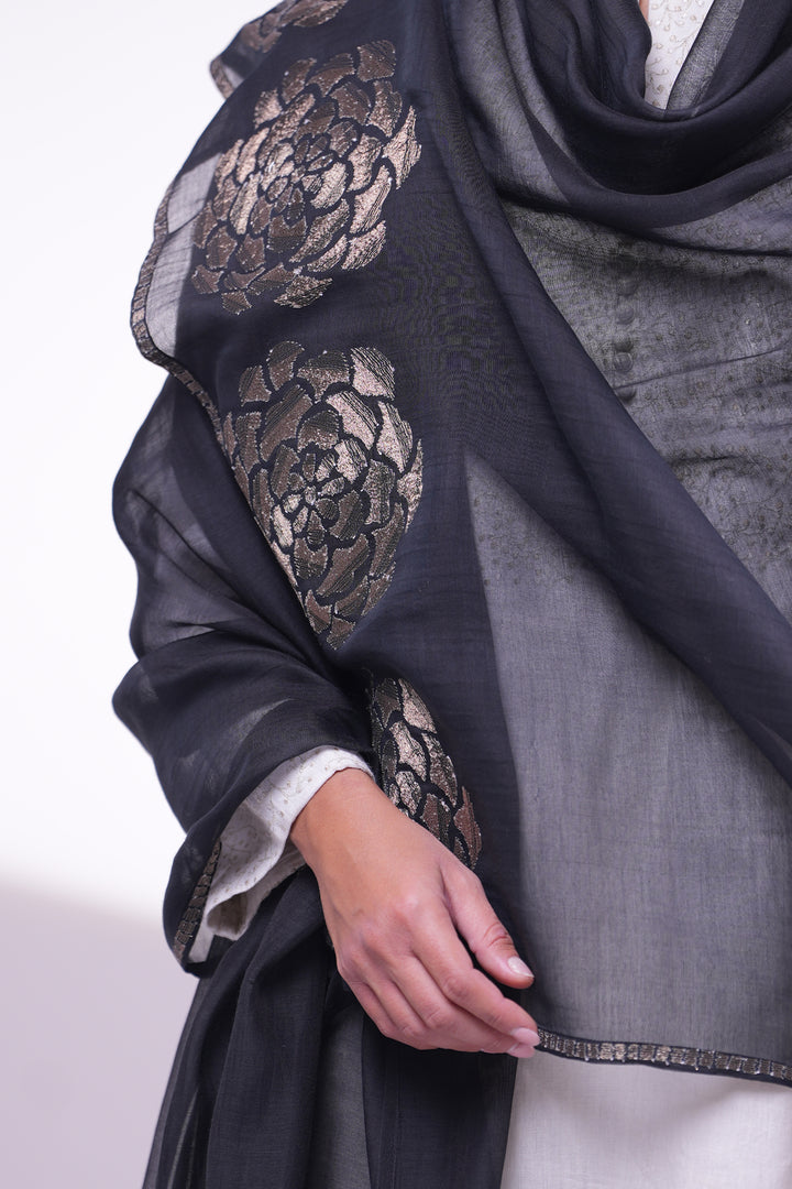 Black Embroidered Dupatta