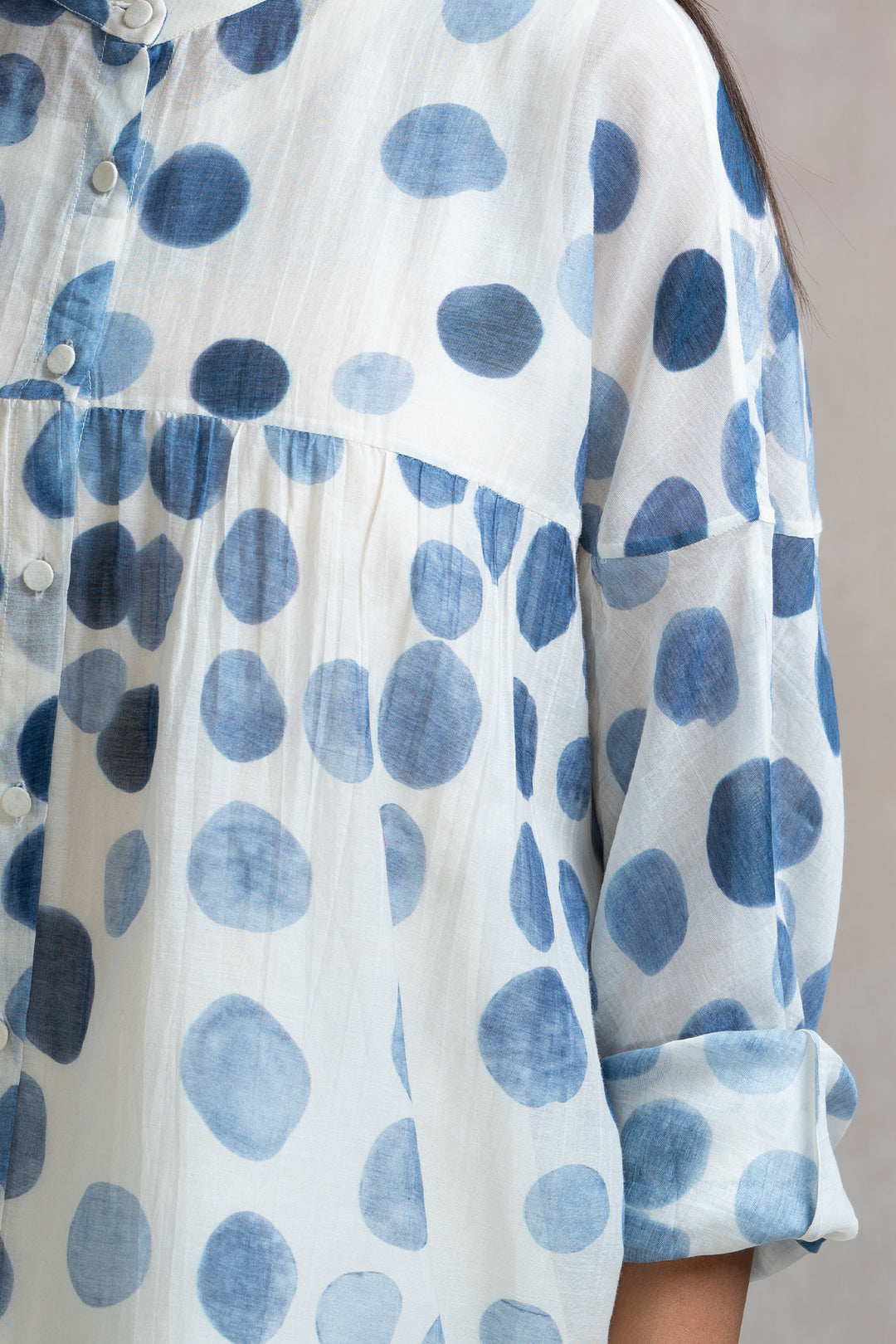 Soft Chanderi Printed Polka Summer Shirt