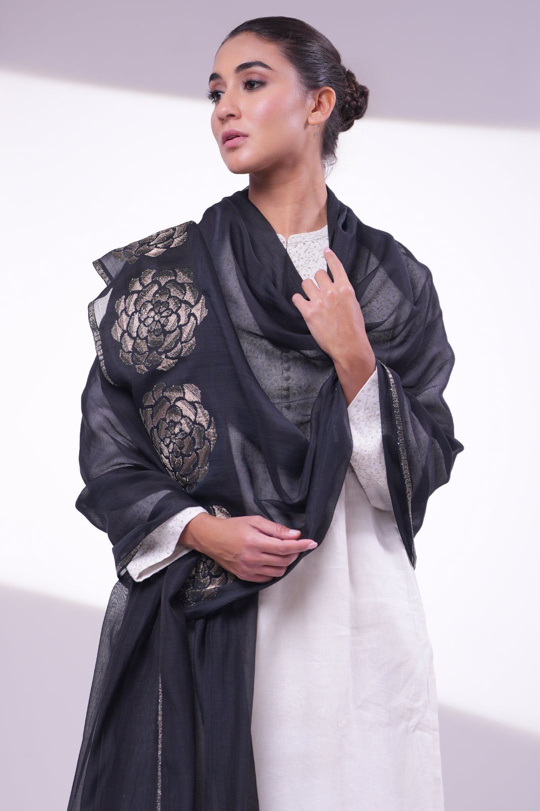 Black Embroidered Dupatta