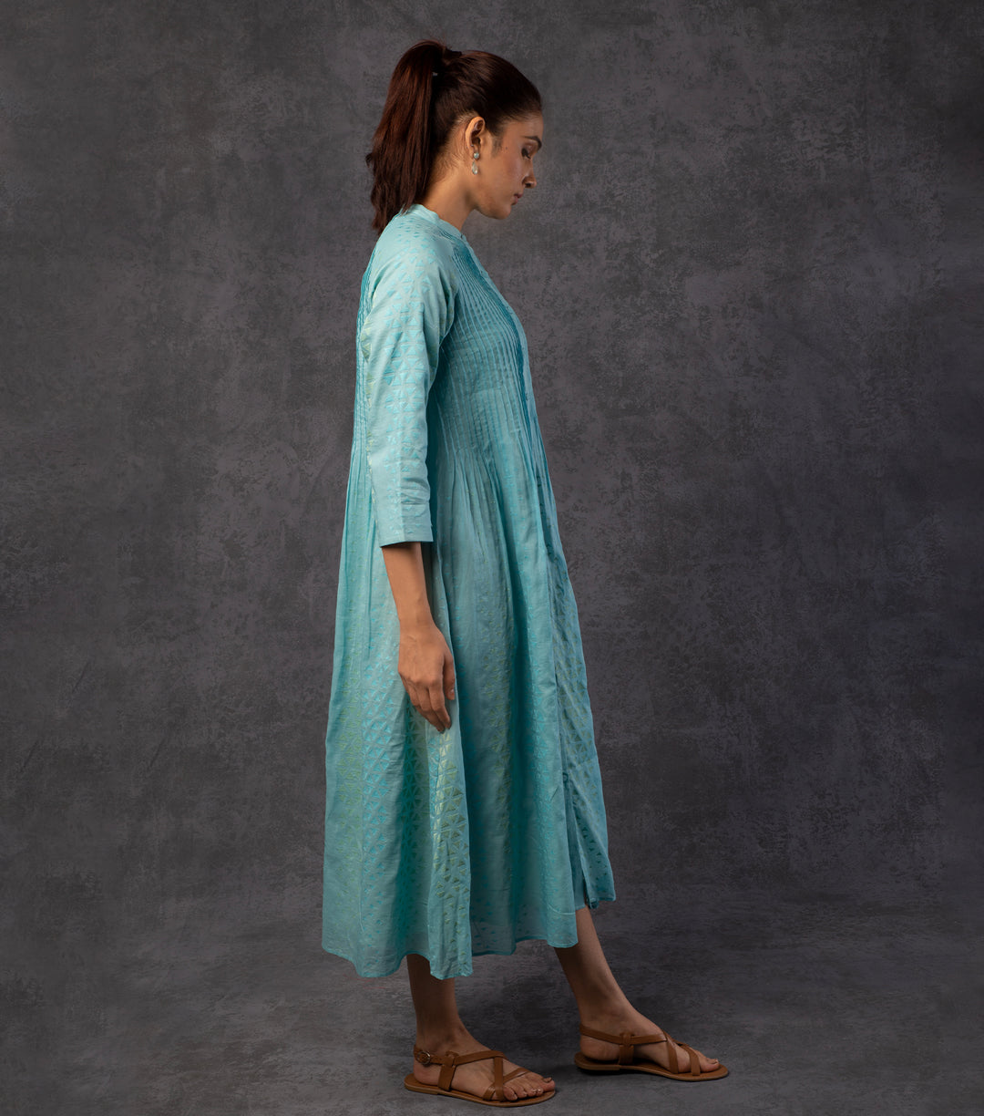 Sky Blue Embroidered Cotton Dress