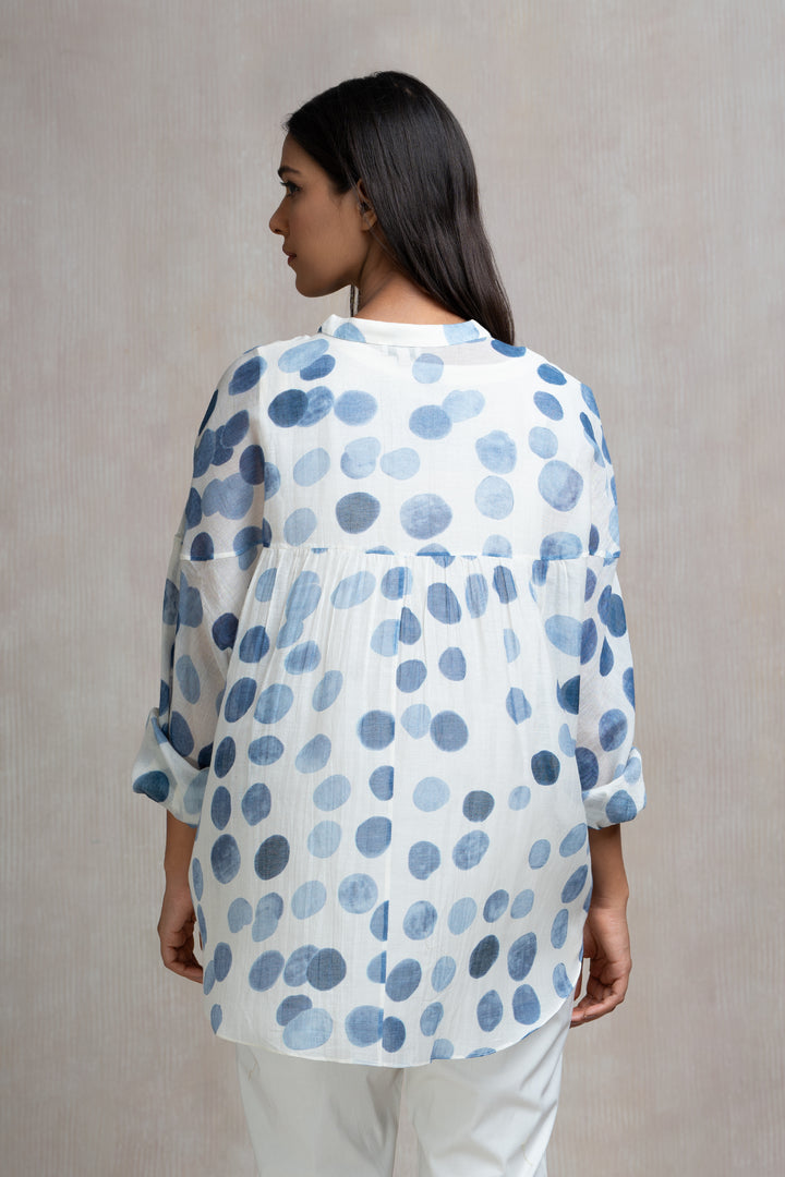 Soft Chanderi Printed Polka Summer Shirt