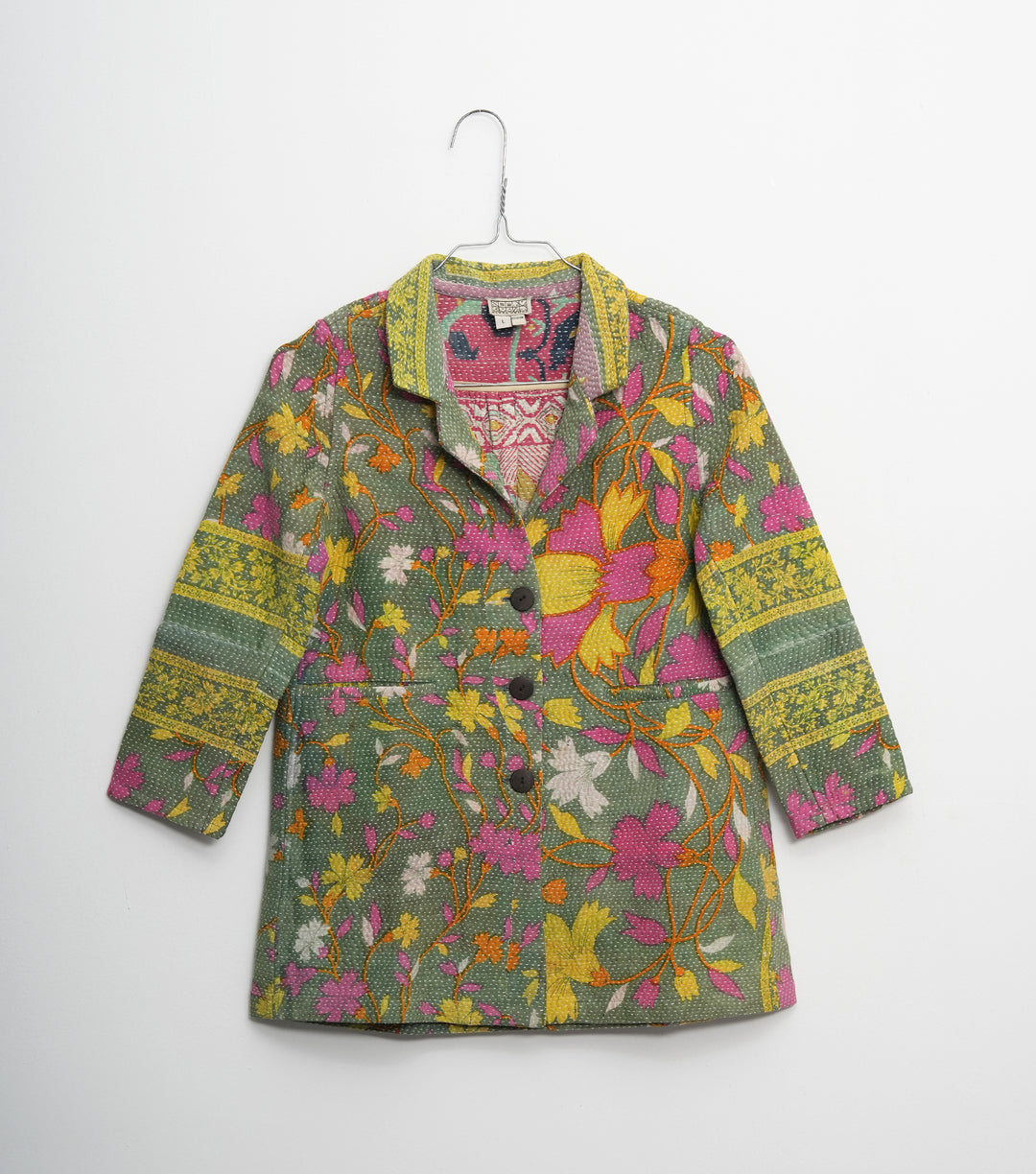 Green Vintage Cotton Kantha Jacket