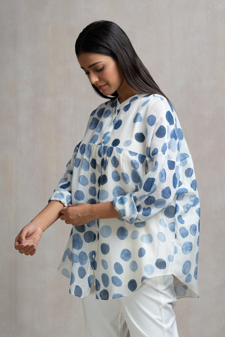 Soft Chanderi Printed Polka Summer Shirt