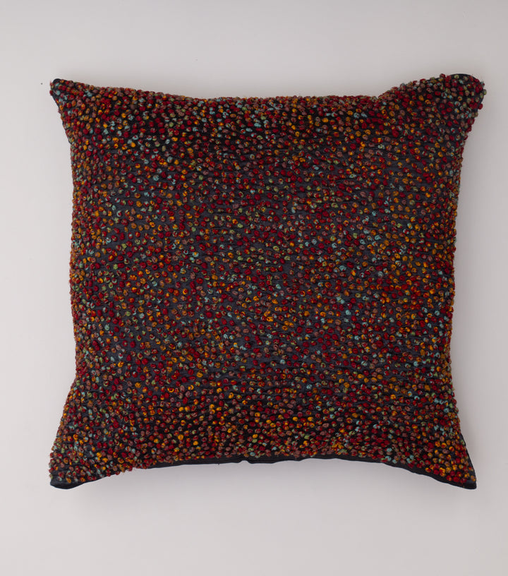 Multi Color French Knot Silk Cushion Cover