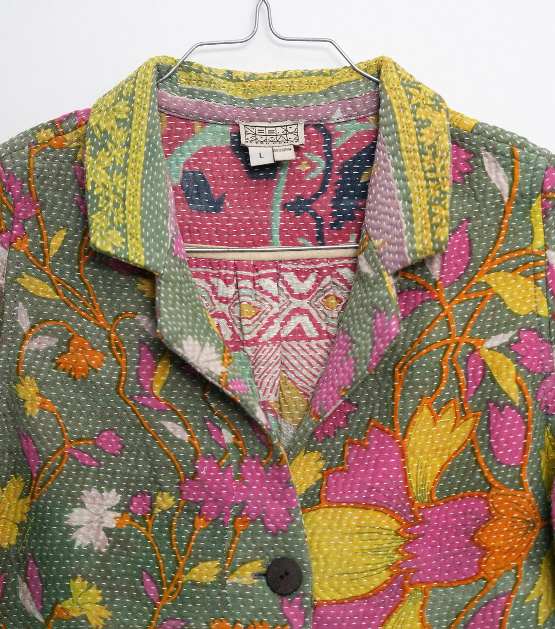 Green Vintage Cotton Kantha Jacket