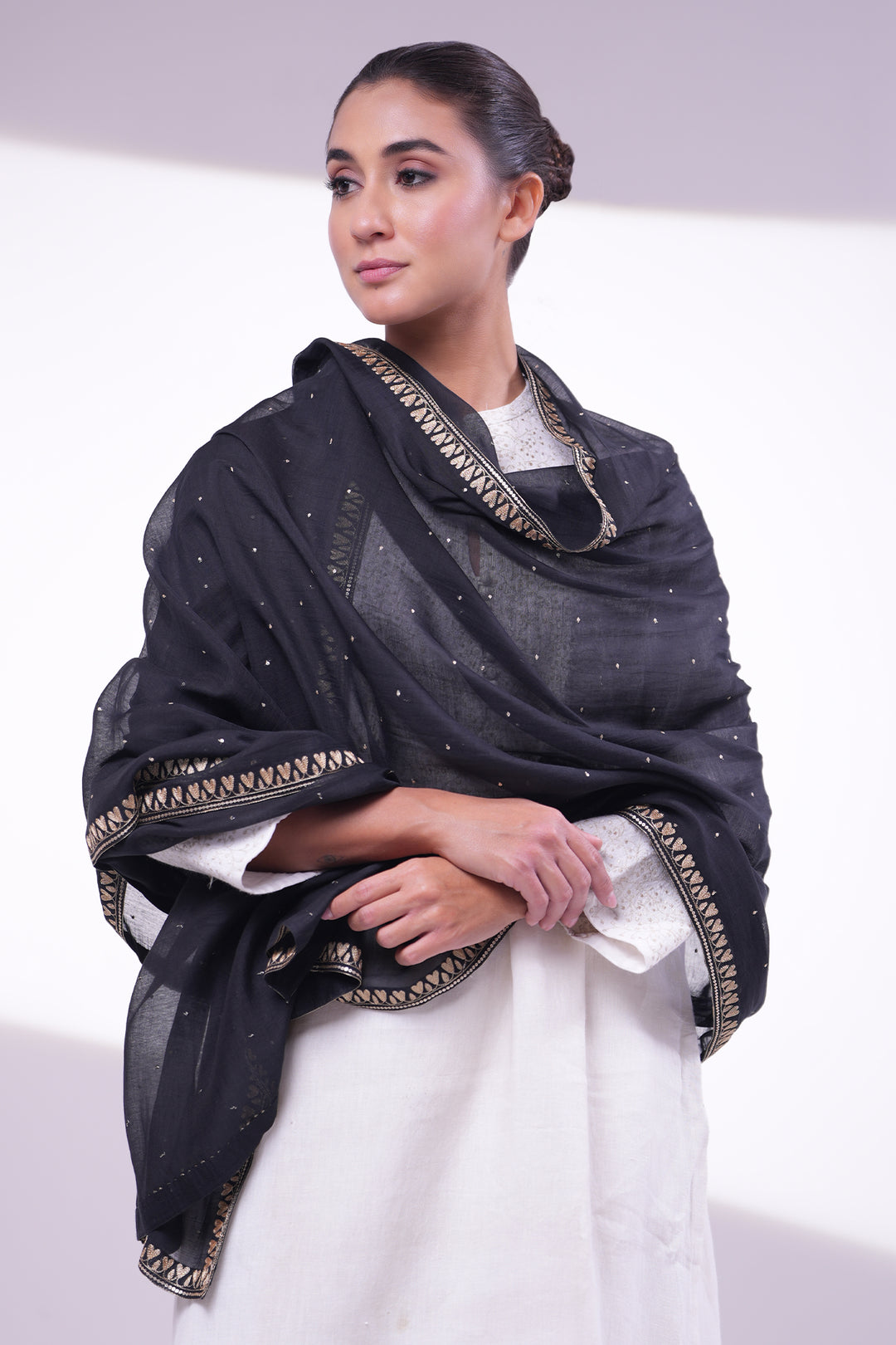 Black Embroidered Dupatta