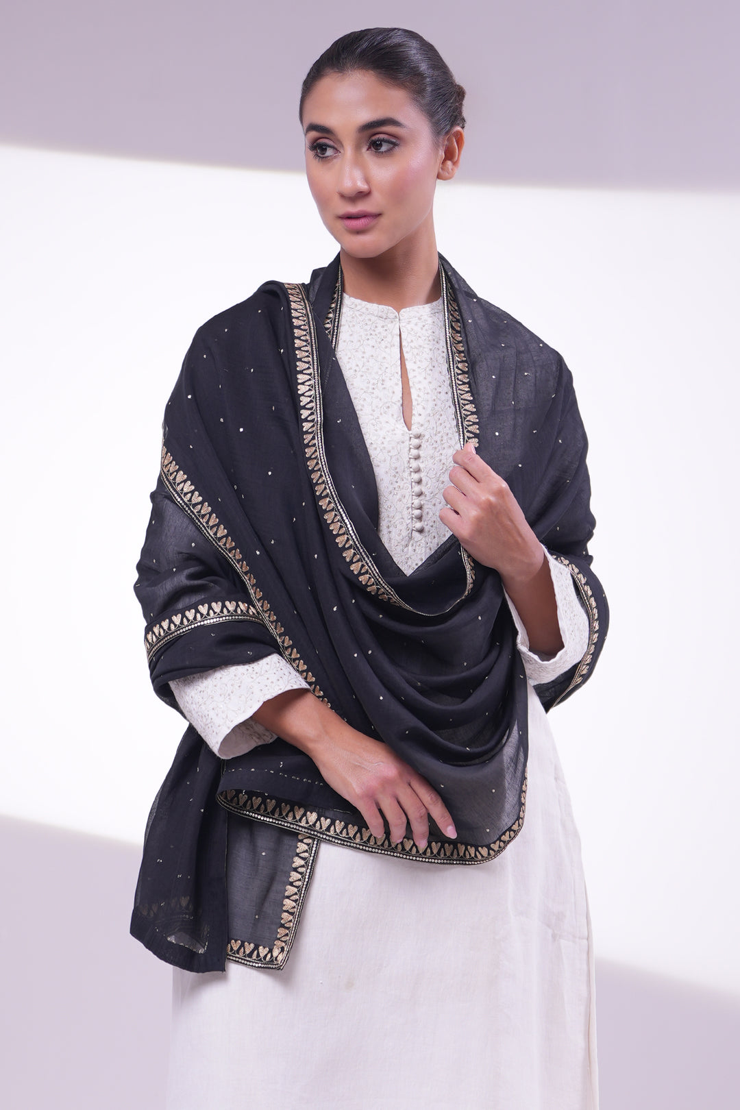 Black Embroidered Dupatta