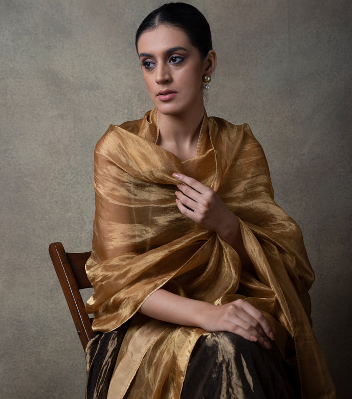 Golden Gold Tissue Dupatta