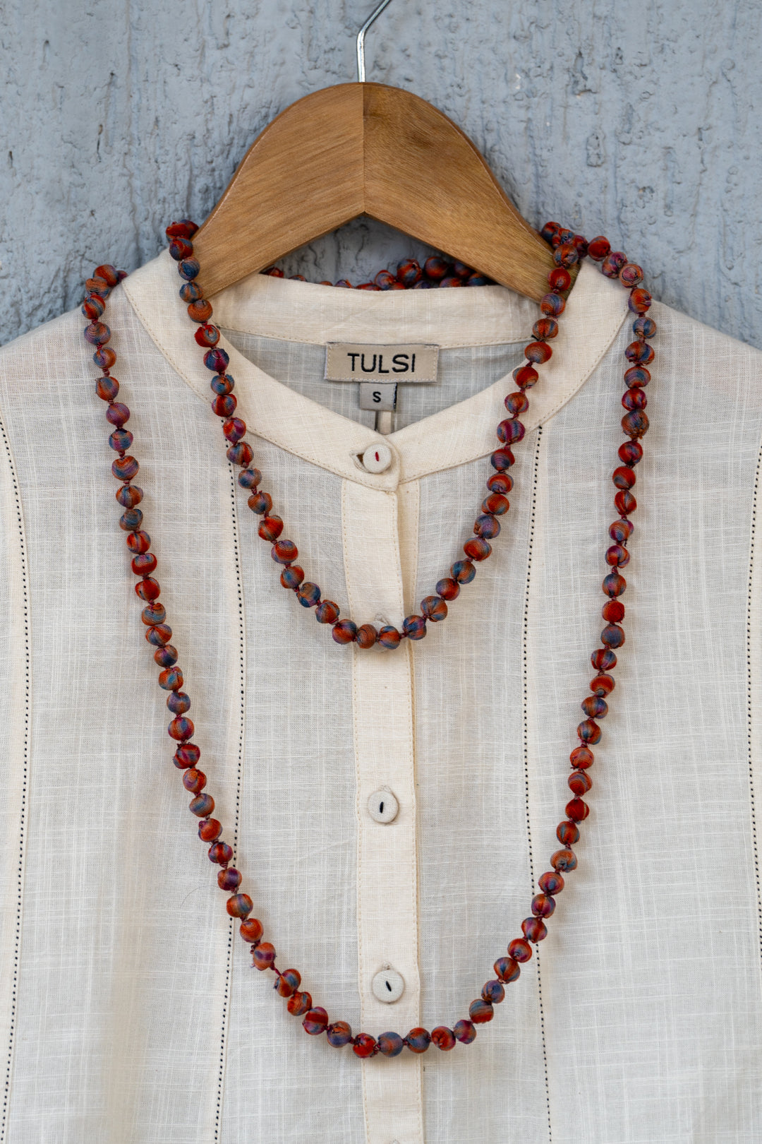 Orange Chanderi Beaded Necklace