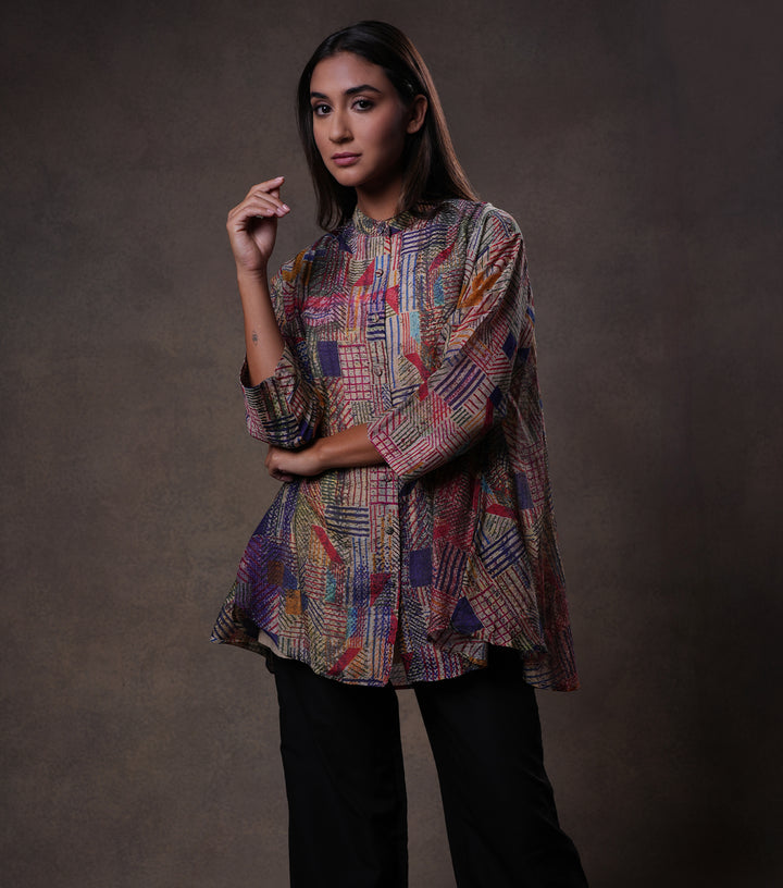 Multi Color Cotton Printed Shirt