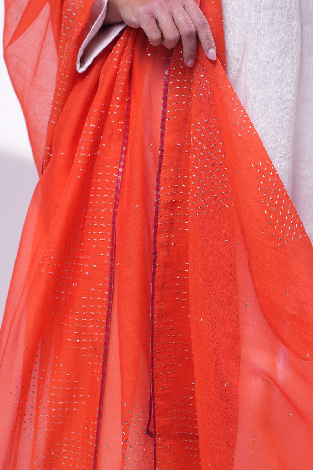 Orange Embroidered Dupatta