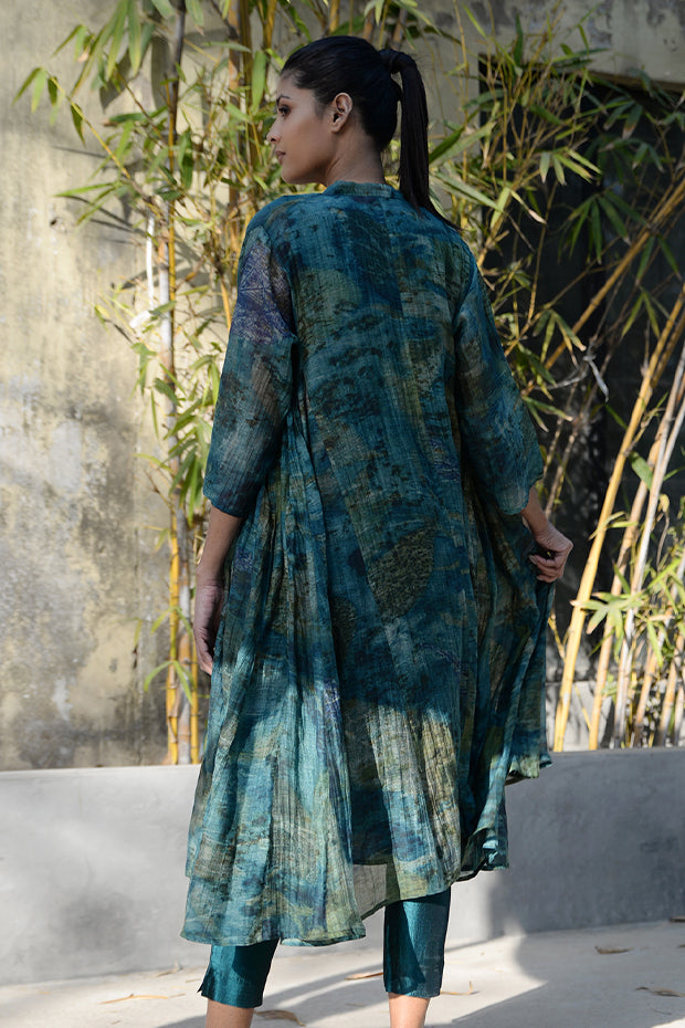 SHIBORI PRINTED EMERALD CHANDERI CHOGA