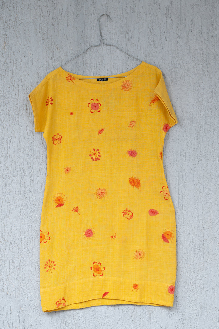 Yellow Khadi Embroidered Tunic