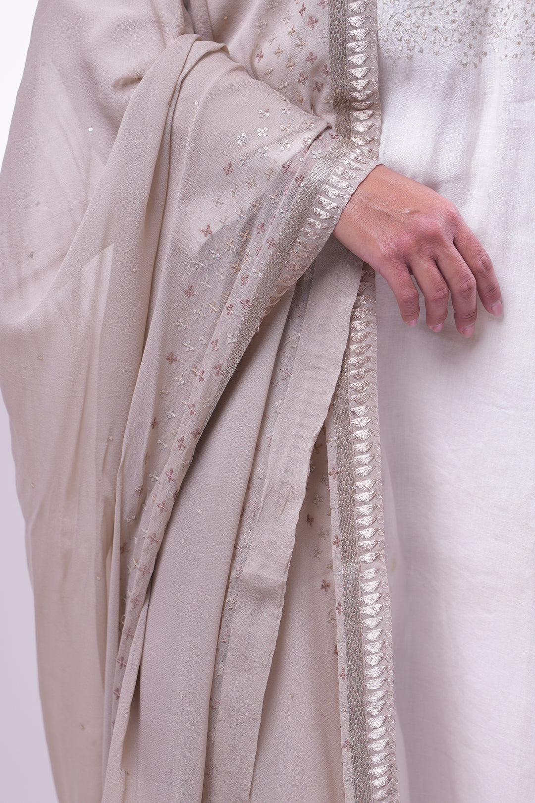 Beige Embroidered Dupatta