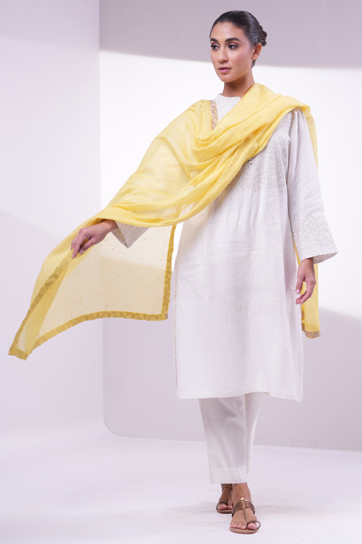 Yellow Embroidered Dupatta