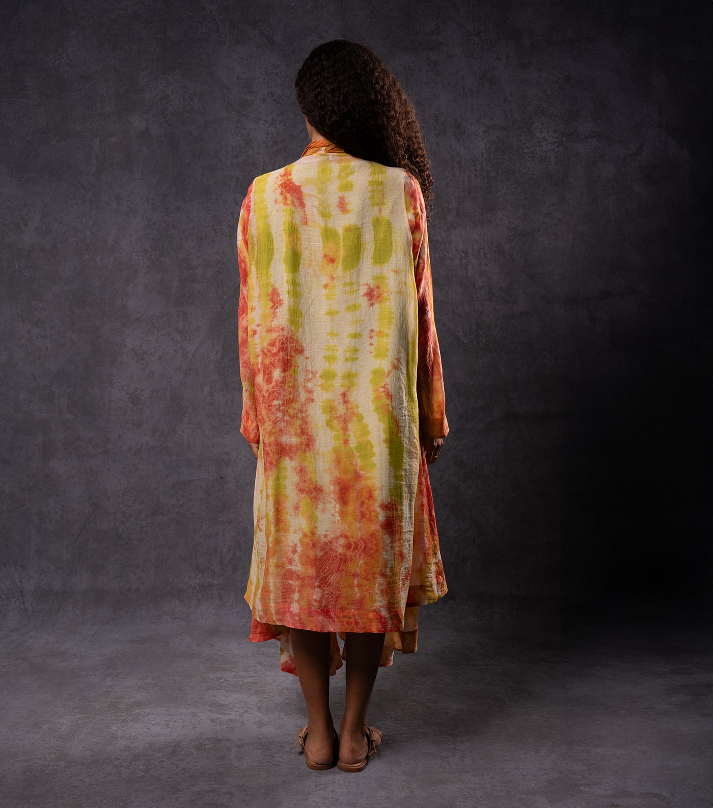 Lush Green Hand-Dyed Shibori Cape Set