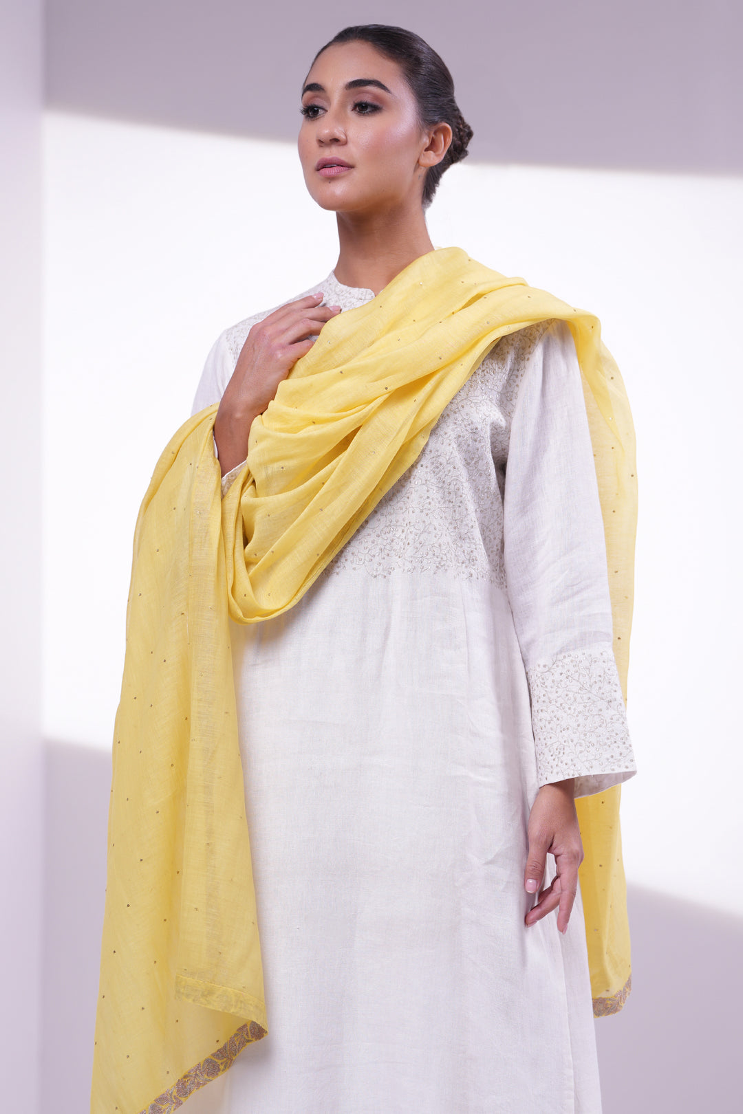 Yellow Embroidered Dupatta