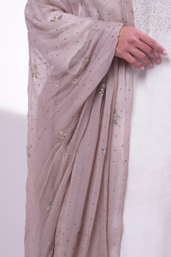 Beige Embroidered Dupatta