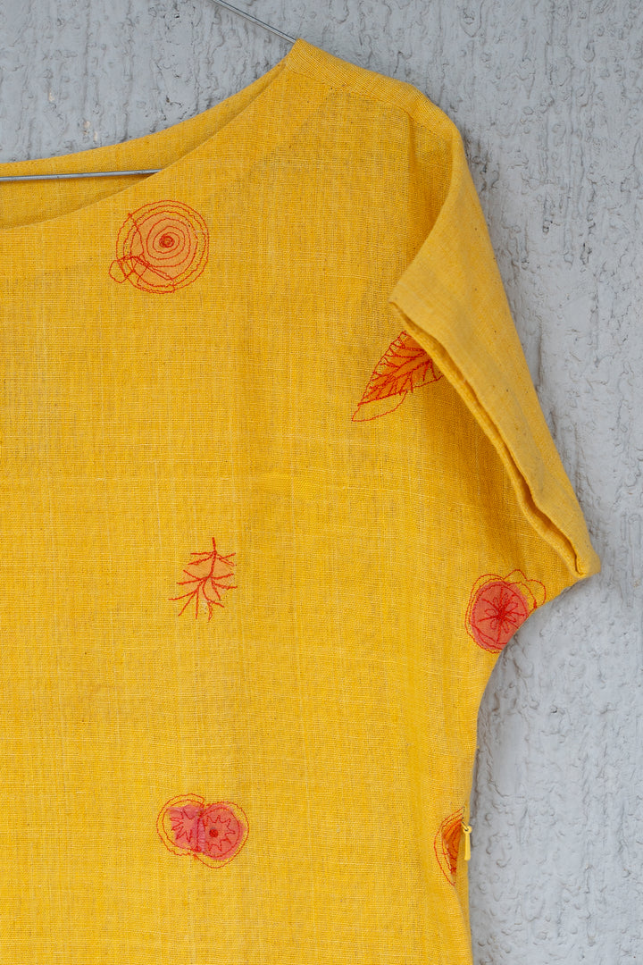 Yellow Khadi Embroidered Tunic