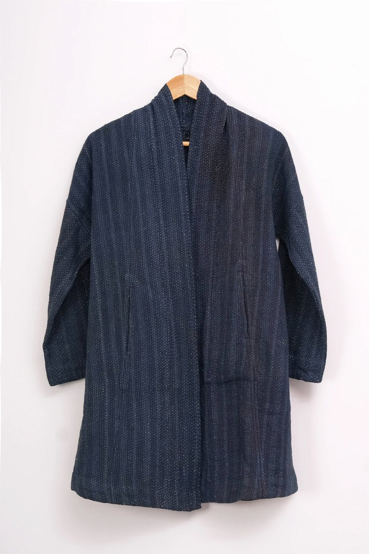 Navy Vintage Cotton Kantha Jacket