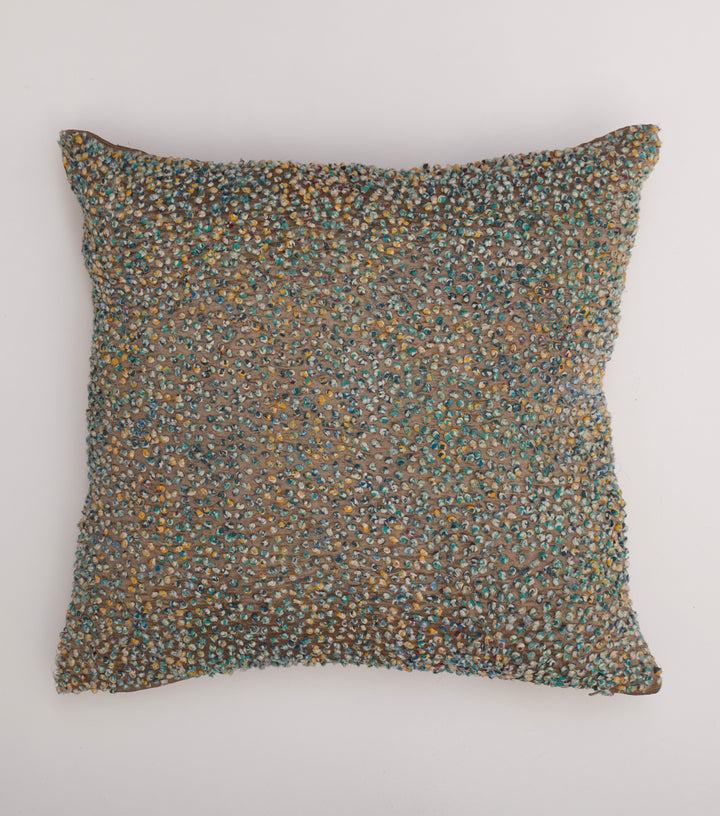 Multi Color French Knot Silk Cushion Cover