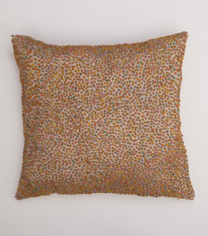 Multi Color French Knot Silk Cushion Cover