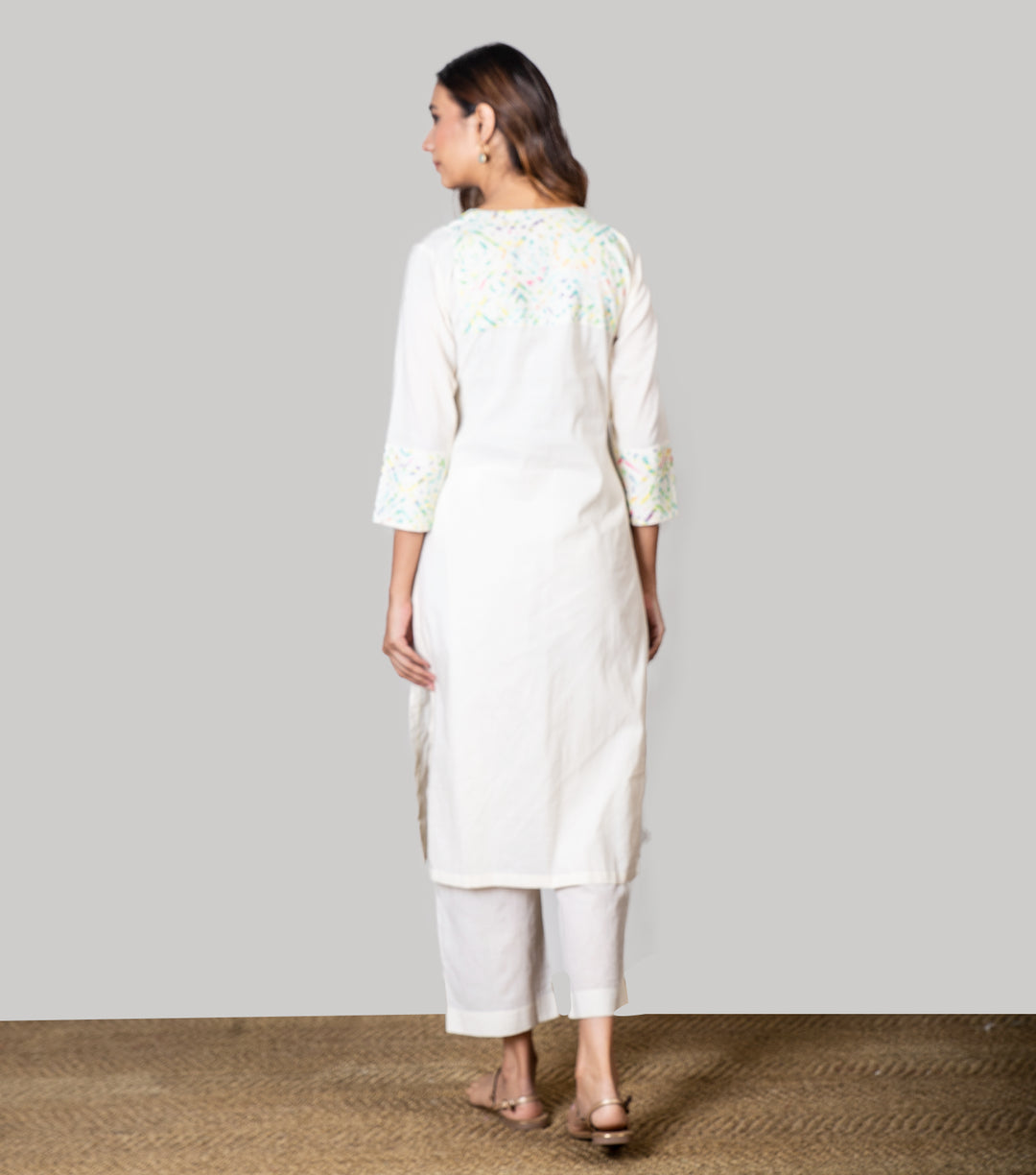 Off White Embroidered Kurta with dupatta