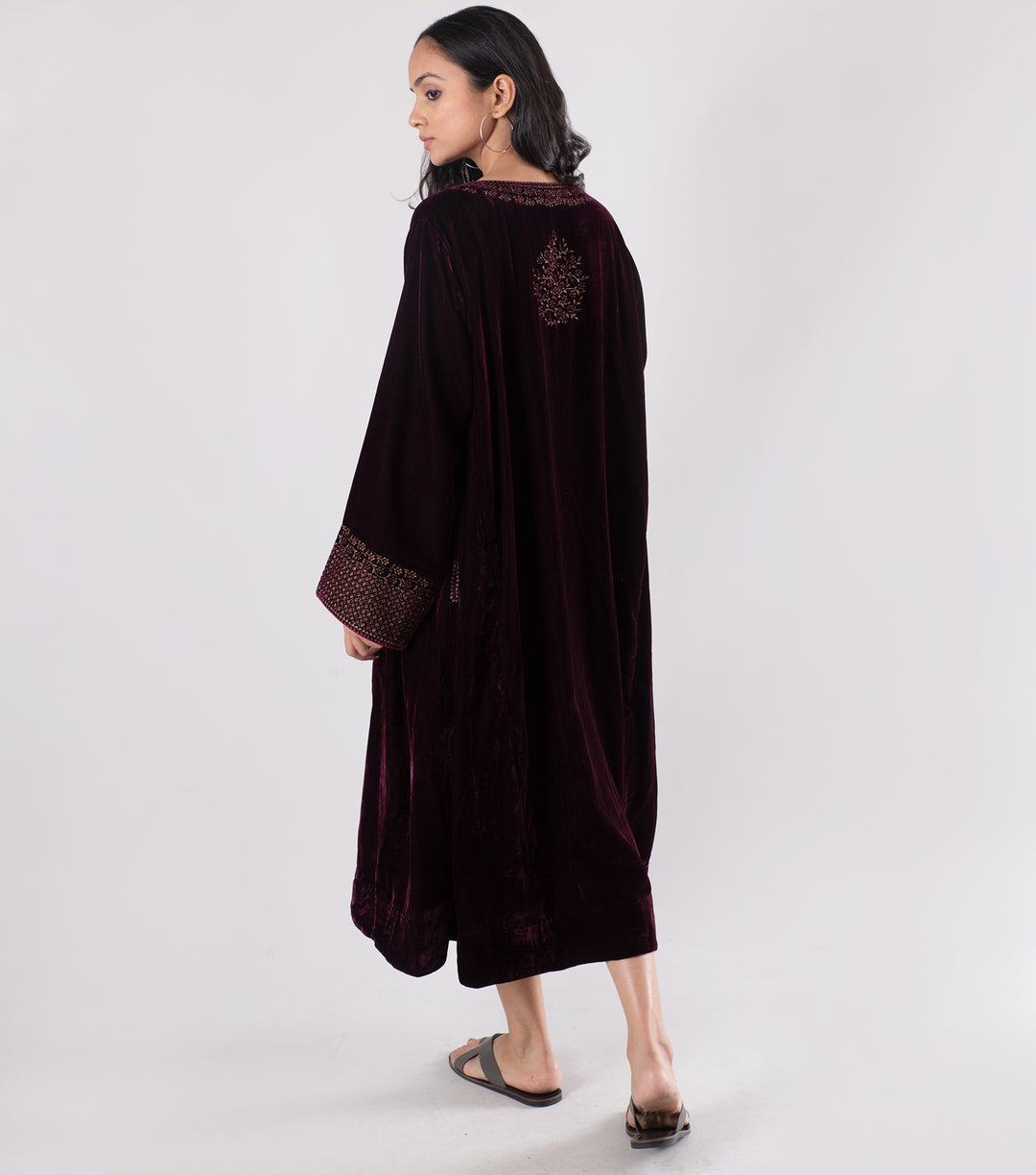 Plum Embroidered Velvet cape