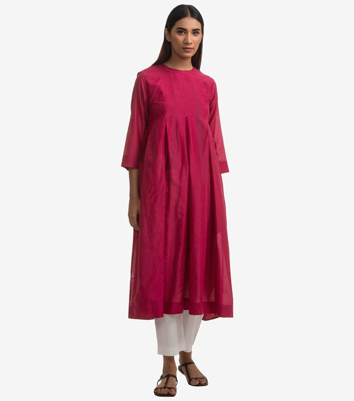 Magenta cotton silk kurta