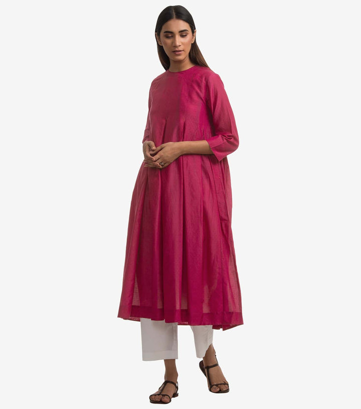 Magenta cotton silk kurta