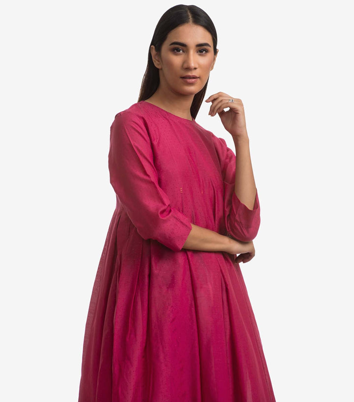 Magenta cotton silk kurta