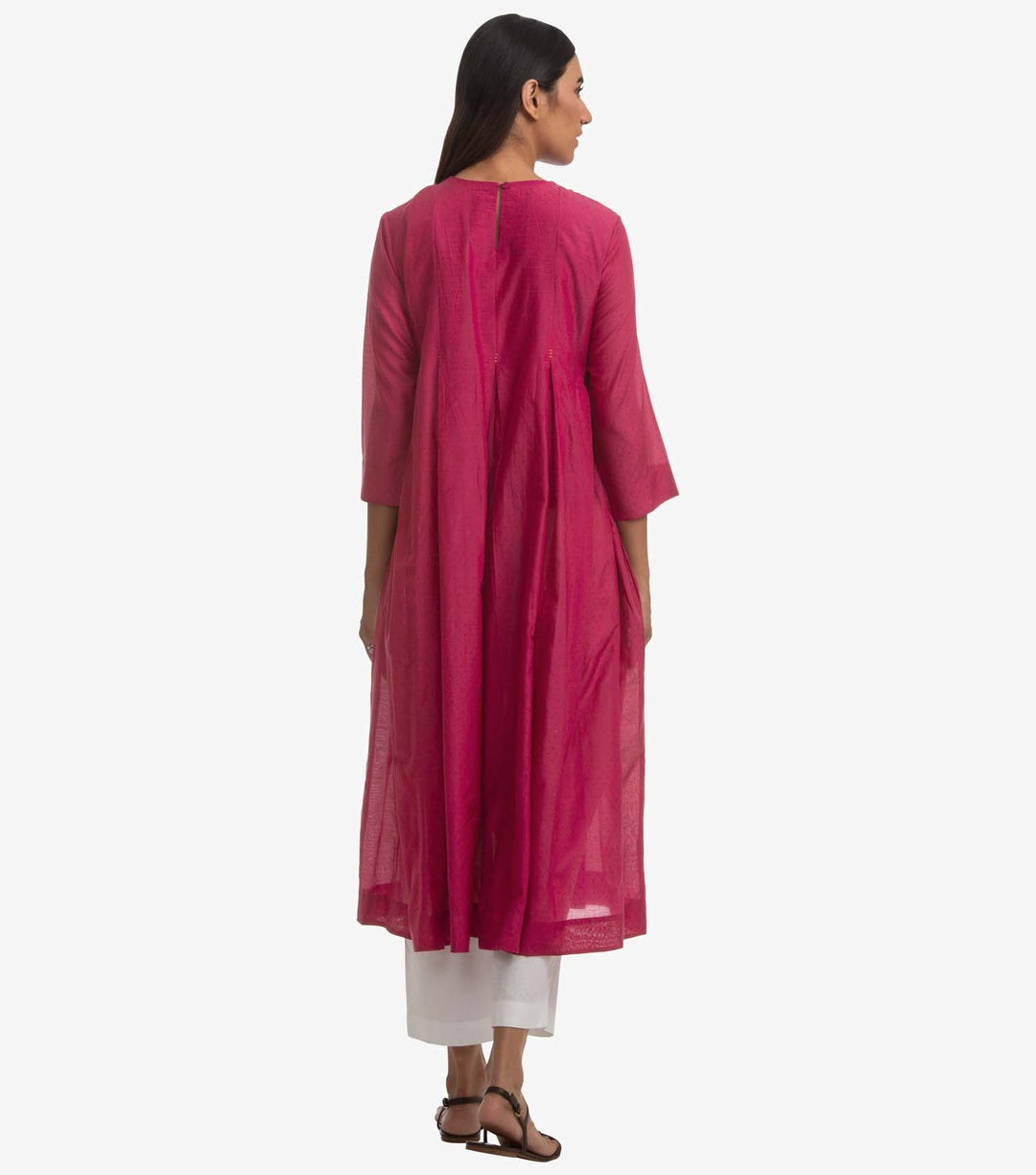 Magenta cotton silk kurta