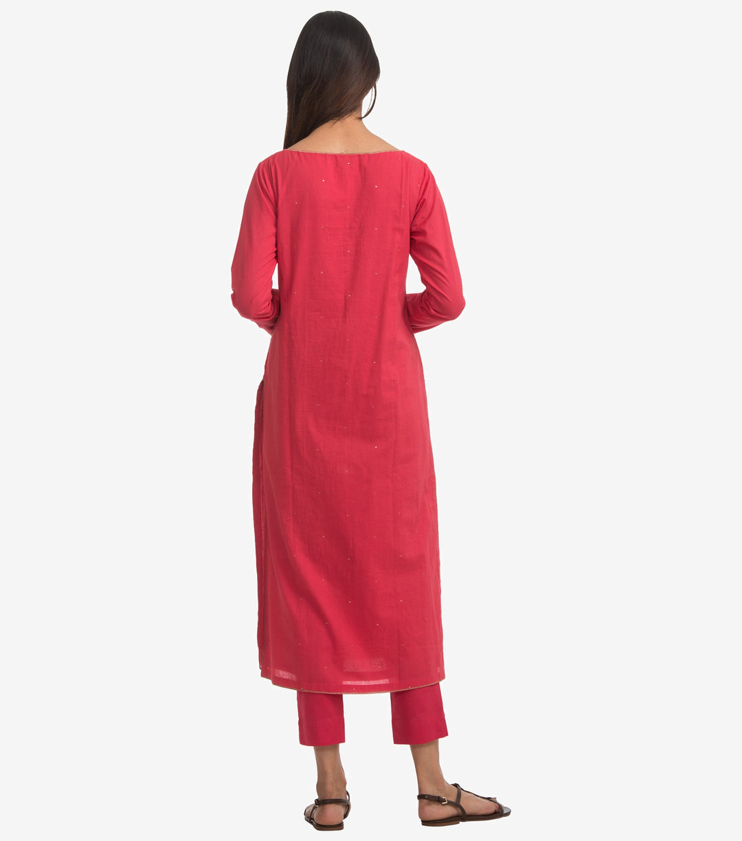 Pink Cambric Embroidered Kurta