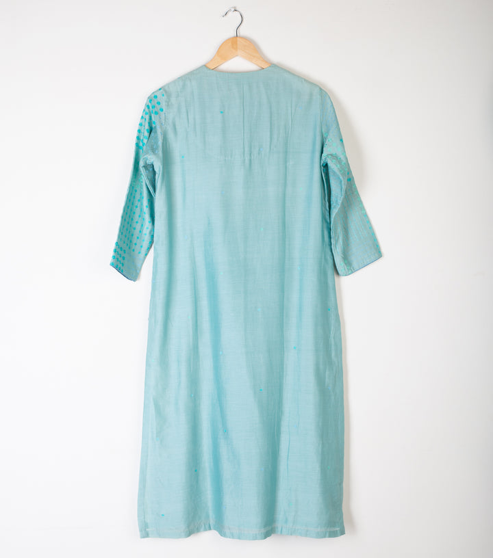 Sea Green Embroidered Chanderi Kurta