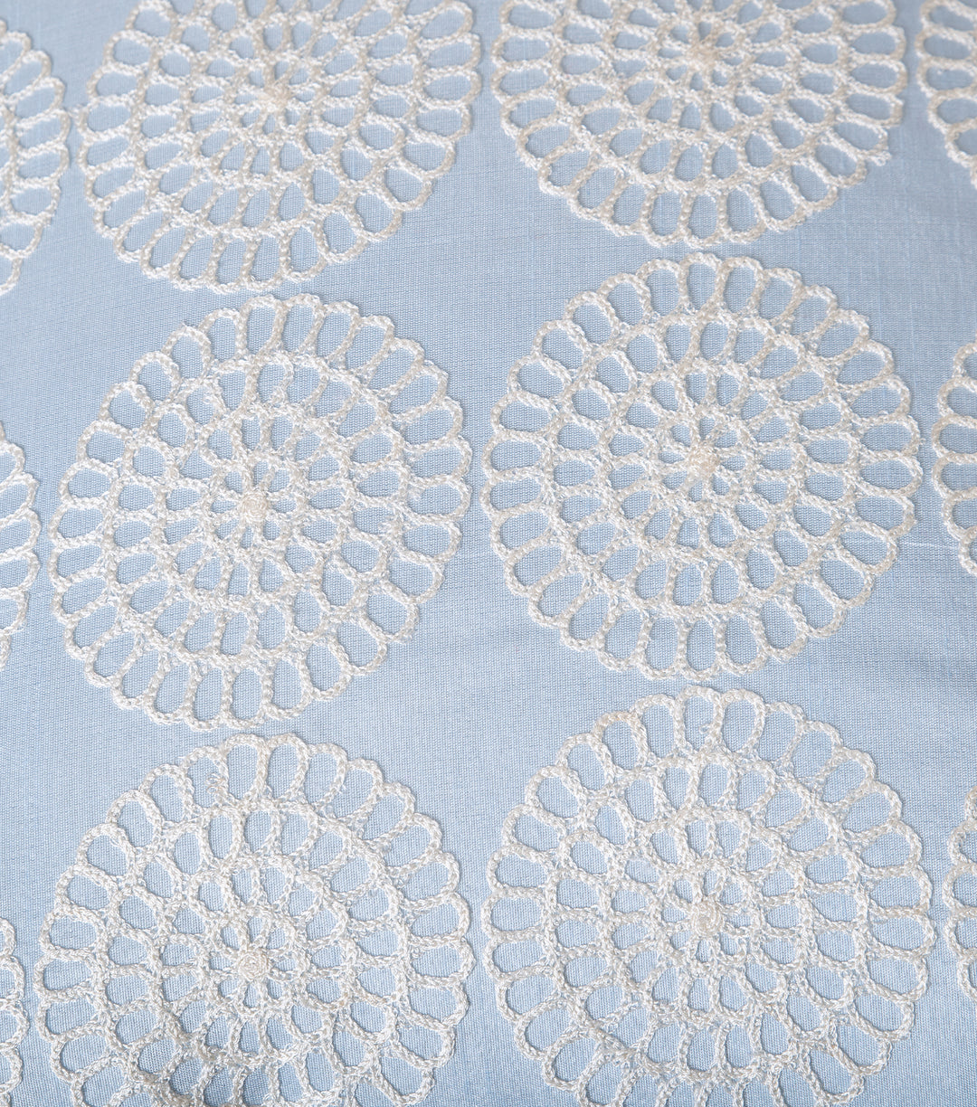 Sky Blue Embroidered Silk Cushion Cover