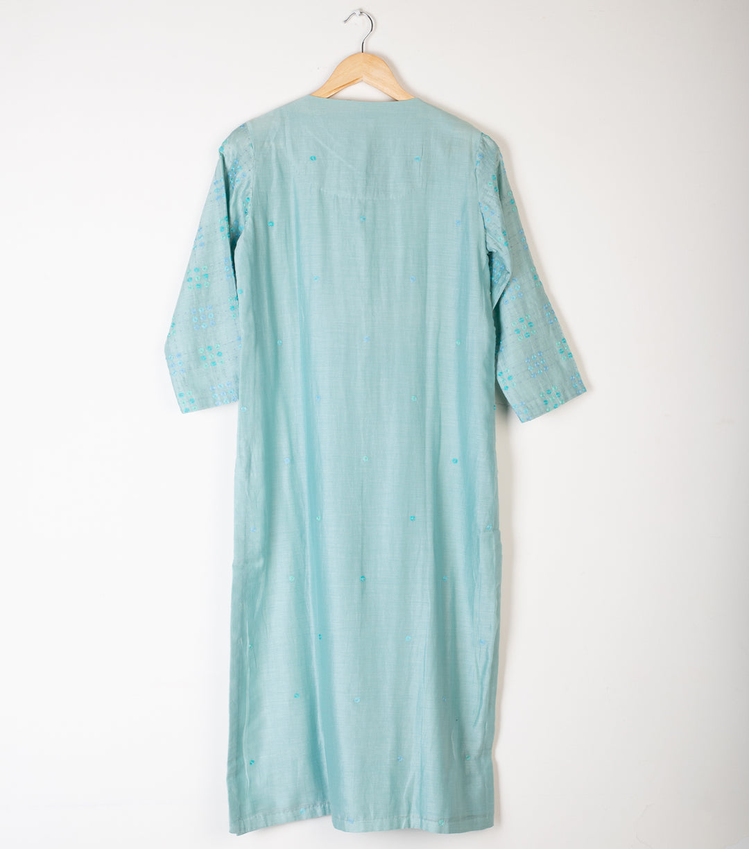 Sea Green Embroidered Chanderi Kurta