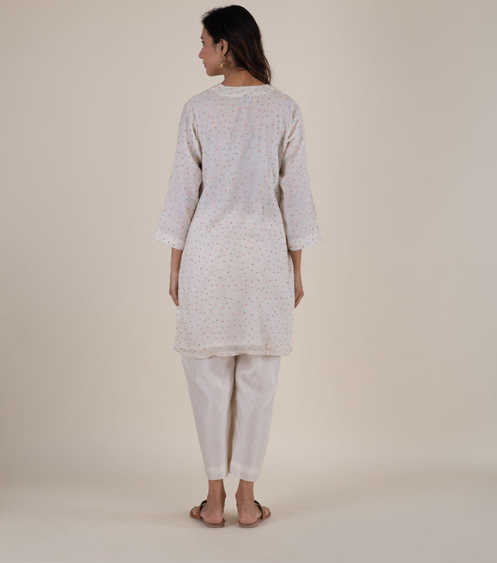 Natural Embroidered Chanderi Kurta