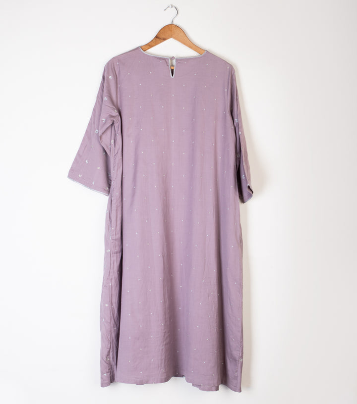 Mauve Embroidered Cotton Silk Kurta