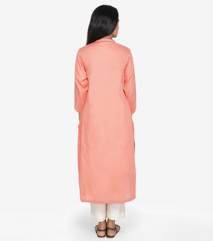 Peach fine cotton kurta