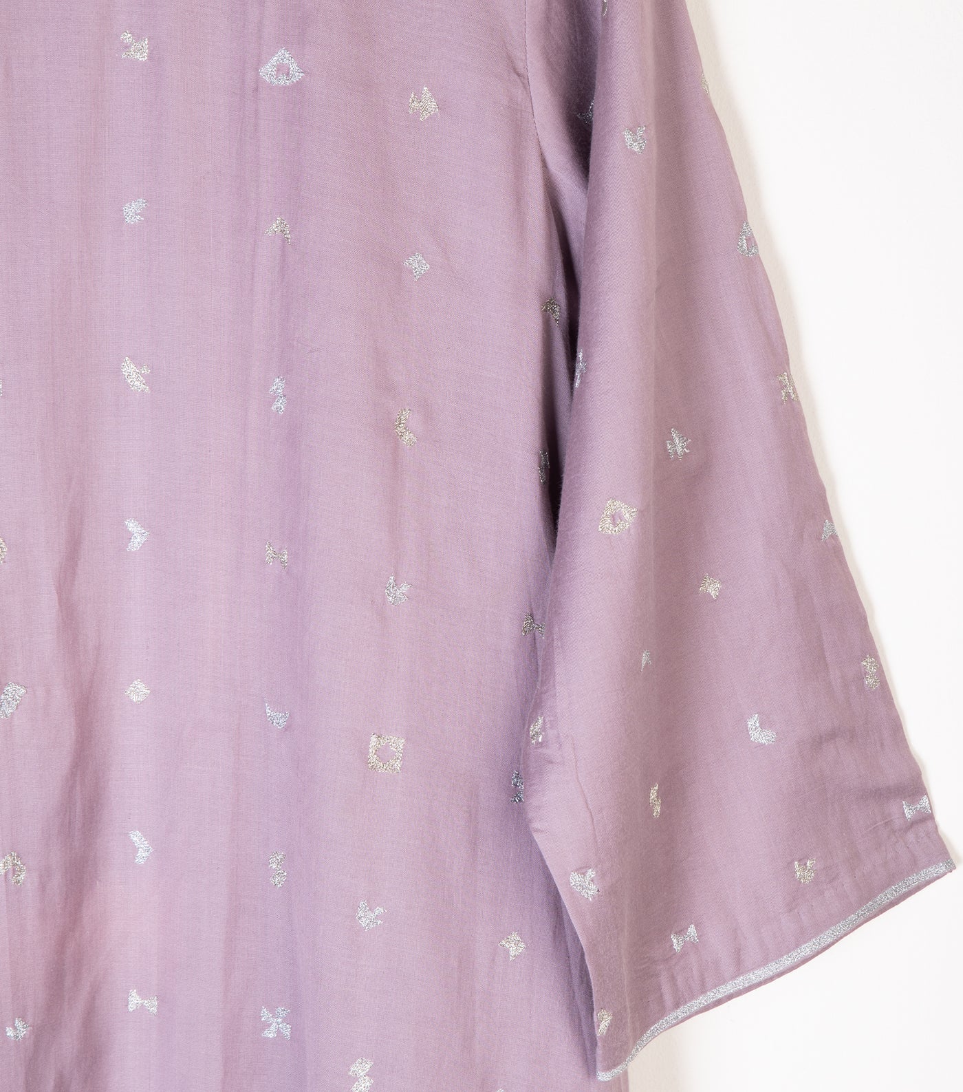 Mauve Embroidered Cotton Silk Kurta