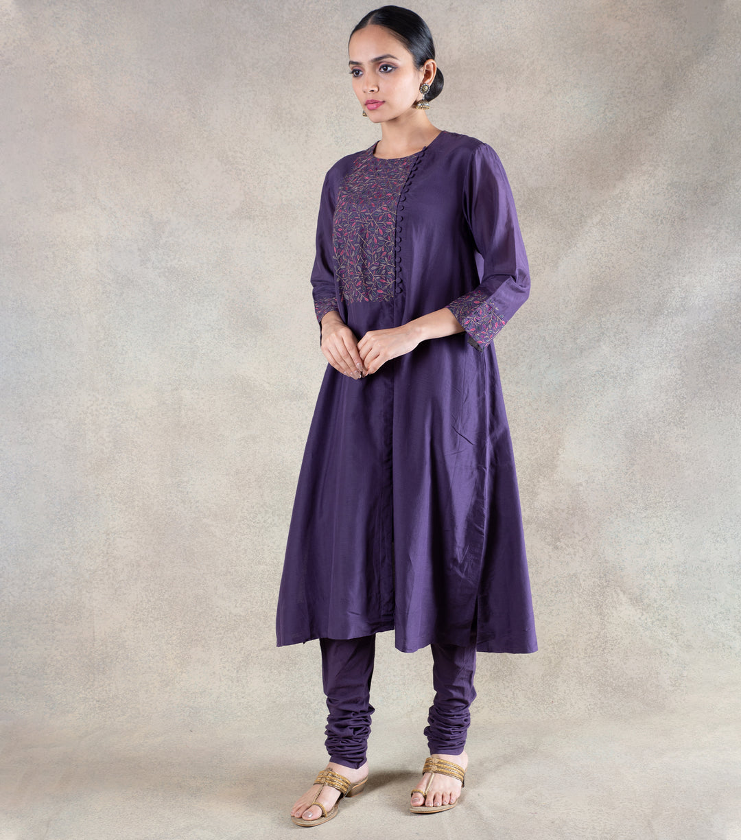 Purple Cotton Silk Kurta & Chanderi Dupatta Suit Set