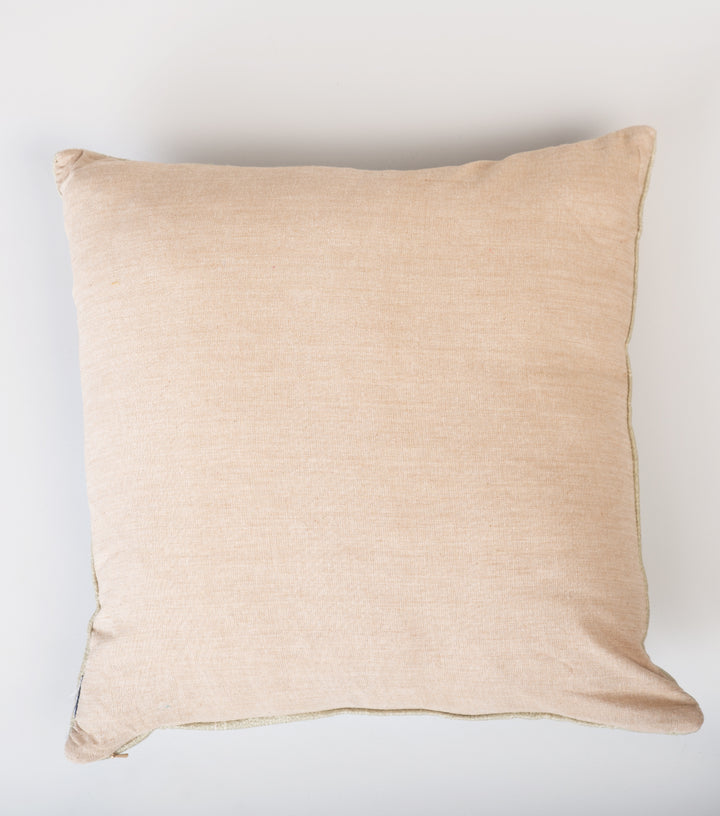 Beige Embroidered Cotton Cushion Cover