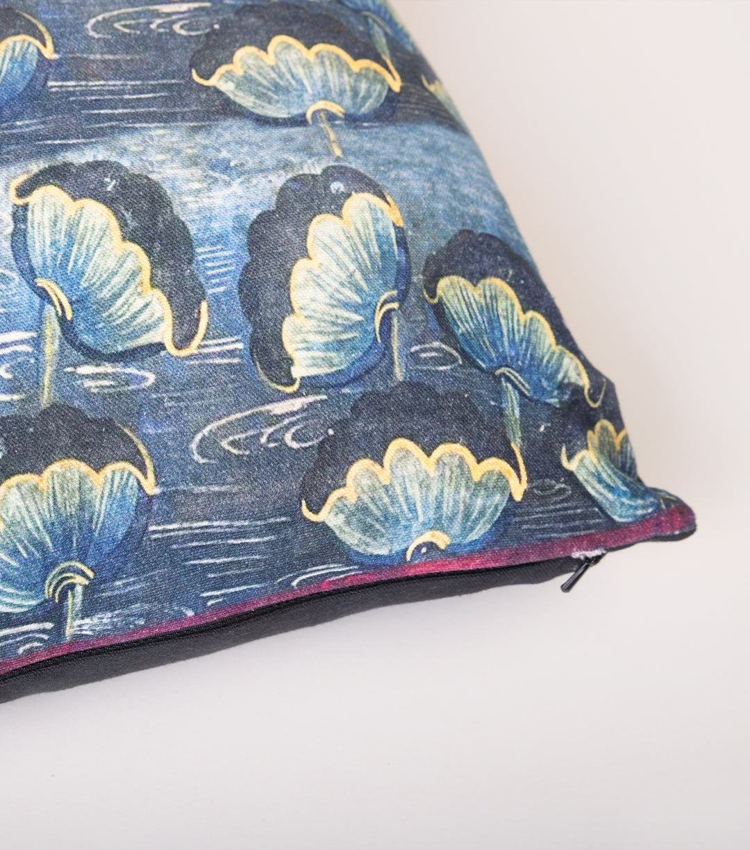 Blue Printed Cotton Cushion Cover