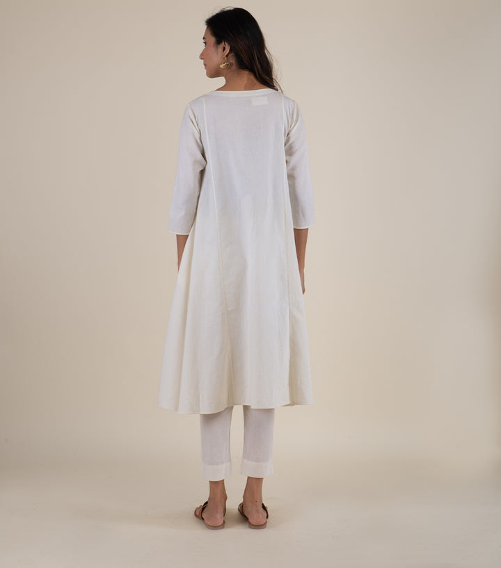 White Cotton Linen Kurta