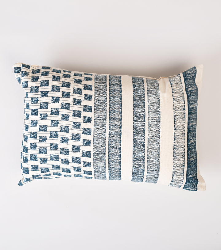 Off White Printed Cotton Cushion Cover