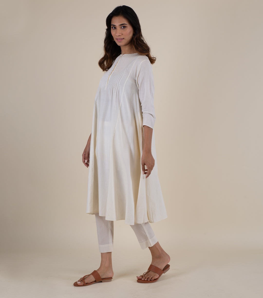 White Cotton Linen Kurta