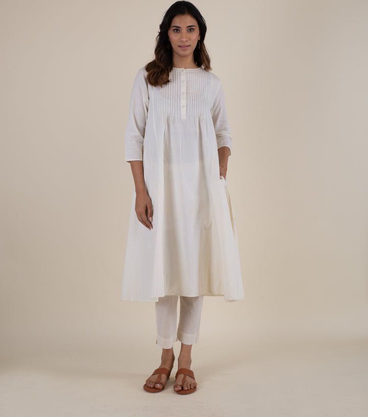 White Cotton Linen Kurta