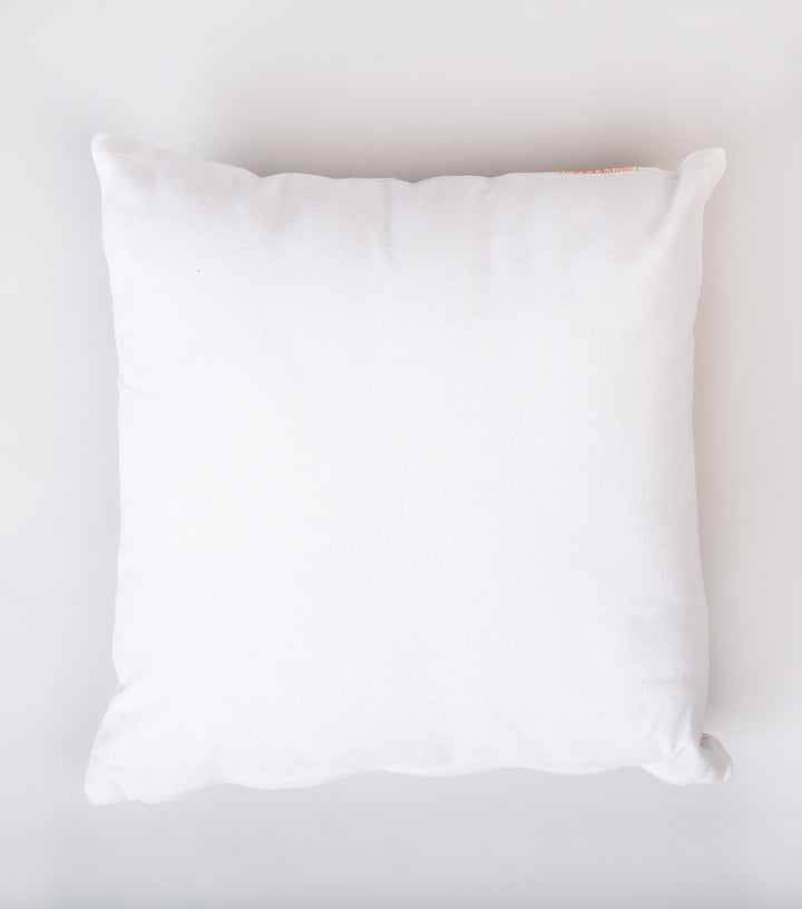 White Patch Work Embroidered Cotton Cushion Cover